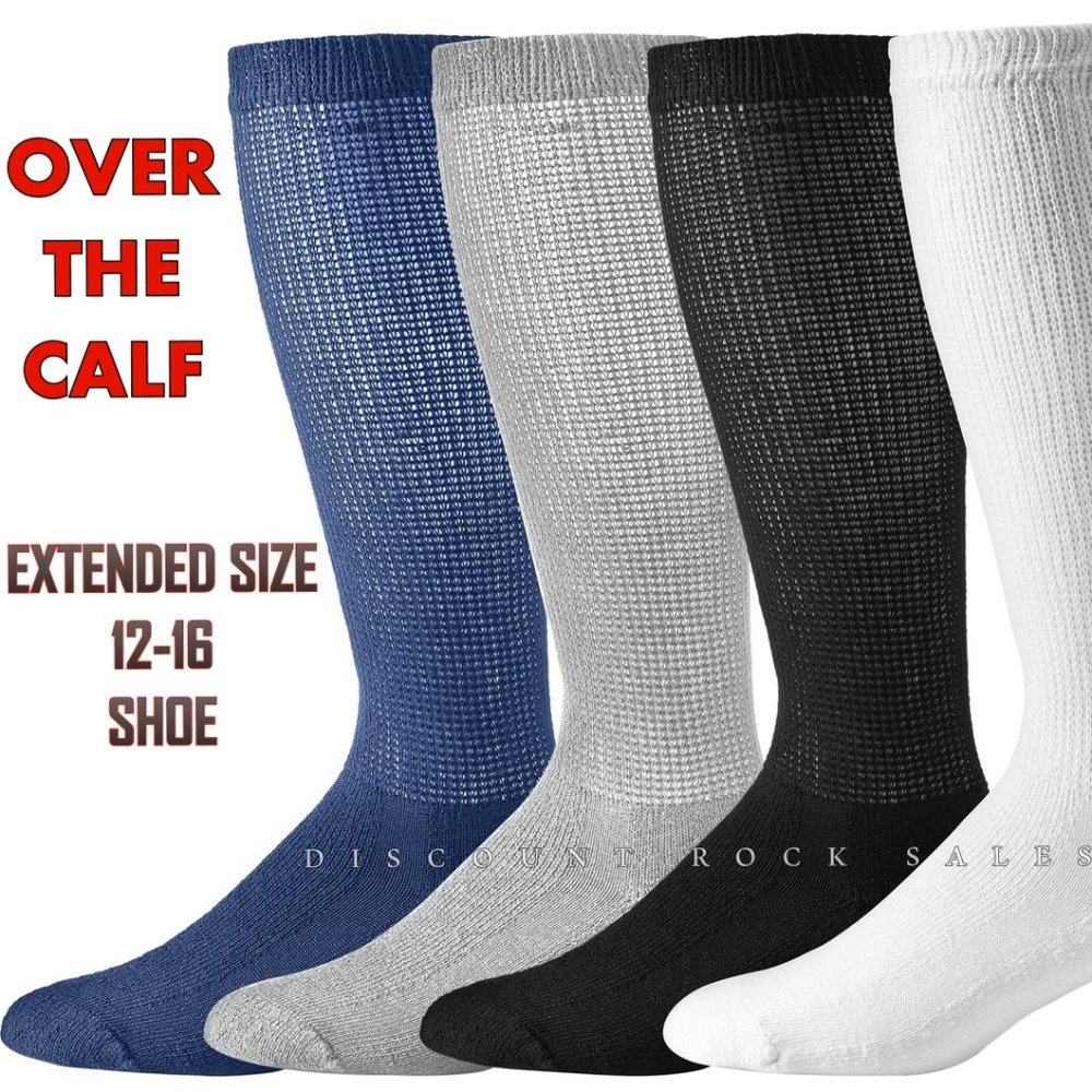 12 Pairs MENS EXTENDED SIZE Physicians Choice OVER THE CALF Diabetic Socks